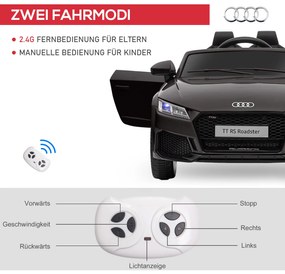 HOMCOM Ηλεκτρικό Αυτοκίνητο για Παιδιά Audi, με Τηλεχειριστήριο 2.4G, Μουσική, Κόρνα, LED, USB, για Παιδιά 3-5 Ετών, Μαύρο