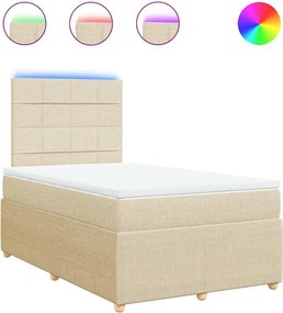 vidaXL Κρεβάτι Boxspring με Στρώμα Κρεμ 120x200 εκ. Υφασμάτινο