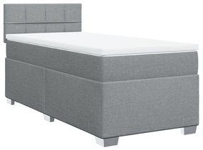 vidaXL Κρεβάτι Boxspring με Στρώμα Ανοιχτό Γκρι 90x190 εκ. Υφασμάτινο