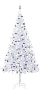 vidaXL Χριστουγεν. Δέντρο Τεχνητό με LED & Μπάλες Λευκό L 240 εκ.