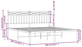 Πλαίσιο Κρεβατιού με Κεφαλάρι Λευκό 160x200 εκ. Μεταλλικό - Λευκό