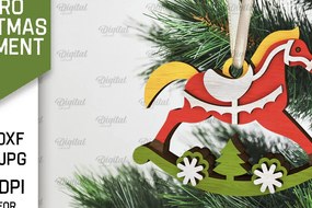 Σετ των 3 Intra απο ξύλο plywood 3mm-4mm πάχος Τρισδιάστατο ρετρό χριστουγεννιάτικο στολίδι με λέιζερ Δίασταση 8x8 cm INTRAFABR-105939771