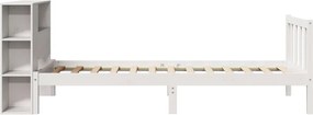 vidaXL Κρεβάτι Βιβλιοθήκη Χωρίς Στρώμα Λευκό 75x190 εκ Μασίφ Πεύκο