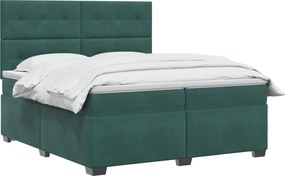 vidaXL Κρεβάτι box spring με στρώμα Σκούρο Πράσινο 200 x 200 cm