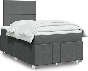 vidaXL Κρεβάτι Boxspring με Στρώμα Σκούρο Γκρι 120x190 εκ Υφασμάτινο