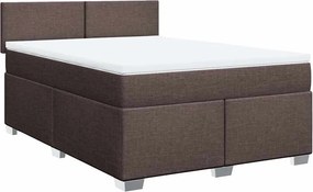 vidaXL Κρεβάτι Boxspring με Στρώμα Σκούρο Καφέ 140x190 εκ. Υφασμάτινο