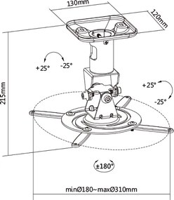 BRATECK Βάση για projectors EPB-2, οροφής, 360° περιστροφή, 15kg