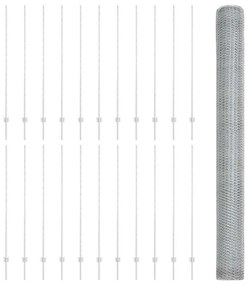 vidaXL Φράχτης με Στήλες. Ασημί 1.6 x 50 m Ατσάλι