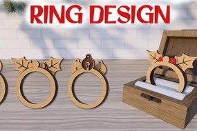 Σετ των 2 Intra απο ξύλο plywood 3mm-4mm πάχος - Χριστουγεννιάτικο ξύλινο δαχτυλίδι με λέιζερ Δίασταση 15x15 cm INTRAFABR-79290833