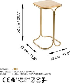 Τραπεζάκι Σαλονιού Χρυσό / Φυσικό SHB 30x30x52