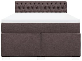 vidaXL Κρεβάτι Boxspring με Στρώμα Σκούρο Καφέ 140x200 εκ Υφασμάτινο