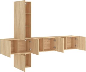 vidaXL Έπιπλα Τηλεόρασης Τοίχου 5 τεμ. Sonoma Δρυς από Επεξ. Ξύλο