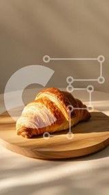 Intra Συλλεκτικό Ξύλινο Παζλ Plywood  4mm - Φρεσκοψημένο κρουασάν σε ξύλινη σανίδα Σε Ξύλινο Κουτί - Διαστάσεις: 10x10 cm – 25 κομμάτια