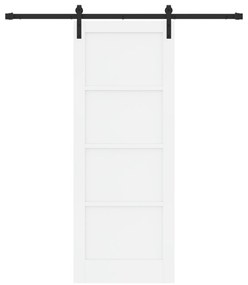 vidaXL Συρόμενη Πόρτα με Σετ Υλικών Λευκή 78x202 cm Συμπαγές Ξύλο Πεύκου