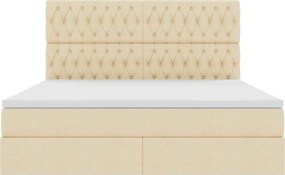 vidaXL LED Κρεβάτι αποθήκευσης με στρώμα Κρέμ 160 x 200 cm Ύφασμα
