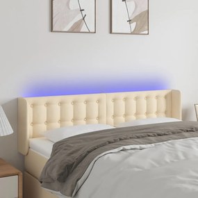 Κεφαλάρι Κρεβατιού LED Κρεμ 147x16x78/88 εκ. Υφασμάτινο - Κρεμ