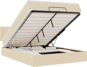 vidaXL Οθωμανικό κρεβάτι με στρώμα &amp; LEDs Cream 140x190cm Ύφασμα