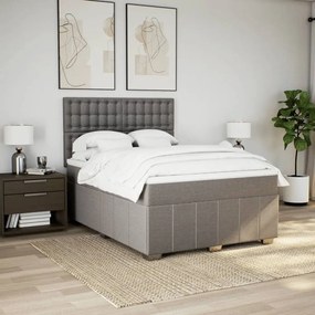 Κρεβάτι Boxspring με Στρώμα Taupe 160x200 εκ. Υφασμάτινο - Μπεζ-Γκρι