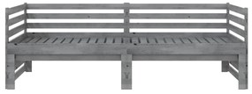 vidaXL Καναπές Κρεβάτι Γκρι 2 x (90 x 200) εκ. από Μασίφ Ξύλο Πεύκου