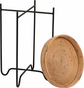 Τραπεζάκι βοηθητικό Fly rattan φυσικό-μεταλλική βάση μαύρη Φ32x48εκ