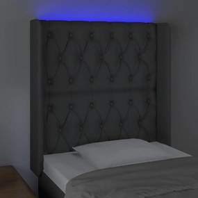 Κεφαλάρι Κρεβατιού LED Σκούρο Γκρι 83x16x118/128εκ. Υφασμάτινο 3124359