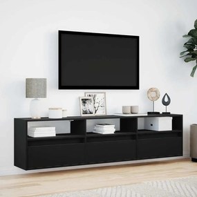 vidaXL Ντουλάπι Τηλεόρασης με LED Μαύρο 180x31x45 εκ.