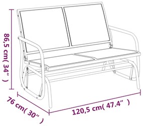 Πάγκος Κήπου Κουνιστός Καφέ 120,5x76x86,5 εκ. Textilene/Ατσάλι - Καφέ