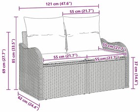 vidaXL Καναπές Κήπου Μαύρο 121 x 62 x 69εκ συνθετικό ρατάν
