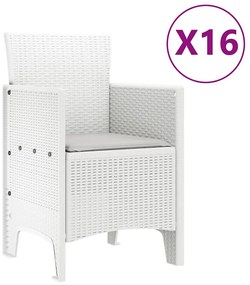 vidaXL Σετ Τραπεζαρίας Κήπου με Μαξιλάρια με μαξιλάρι 17 pcs Λευκό PP