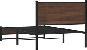 vidaXL Μεταλλικό πλαίσιο κρεβατιού χωρίς στρώμα καφέ δρυς 100x190 cm