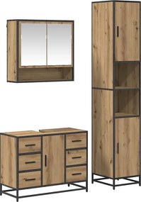 vidaXL Σετ Επίπλων Μπάνιου 3 pcs Artisan Oak Επεξεργασμένο ξύλο