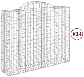 vidaXL Συρματοκιβώτια Τοξωτά 14 τεμ. 200x50x160/180 εκ. Γαλβαν. Ατσάλι