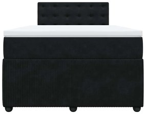 vidaXL Κρεβάτι Boxspring με Στρώμα Μαύρο 120x190 εκ. Βελούδινο