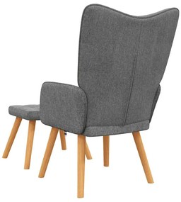 vidaXL Πολυθρόνα Relax Σκούρο Γκρι Υφασμάτινη με Σκαμπό