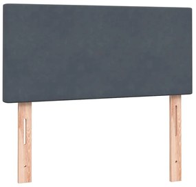 Κρεβάτι Boxspring με Στρώμα Σκούρο Γκρι 100x210 εκ. Βελούδινο - Γκρι