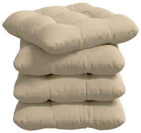 vidaXL Μαξιλάρια καθισμάτων 4 pcs Κρεμ 40 x 40 cm Ύφασμα Μικροΐνας