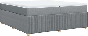 vidaXL Κρεβάτι Boxspring με Στρώμα Ανοιχτό Γκρι 200x200 εκ. Υφασμάτινο