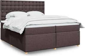 vidaXL Κρεβάτι Boxspring με Στρώμα Σκούρο Καφέ 200x200 εκ. Υφασμάτινο