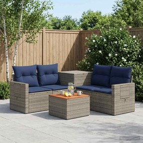 vidaXL Σετ Καναπέ 6 τμχ. Γκρι και Navy Blue Πολυ-ρακί και Χάλυβας