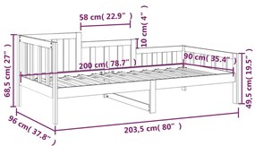 ΚΑΝΑΠΕΣ ΚΡΕΒΑΤΙ ΜΑΥΡΟΣ 90 X 200 ΕΚ. ΑΠΟ ΜΑΣΙΦ ΞΥΛΟ ΠΕΥΚΟΥ 820730