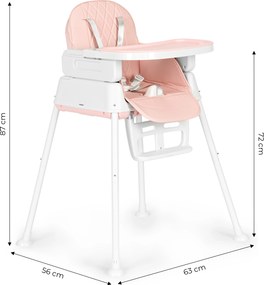 3-in-1 foldable children's feeding chair ECOTOYS pink