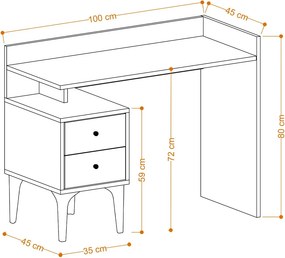 Γραφείο Δρυς MOBRE 100x45x80