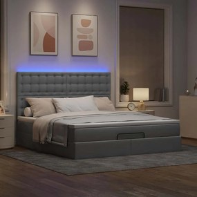 vidaXL Οθωμανικό κρεβάτι με στρώμα & LEDs Taupe 180x200cm ύφασμα