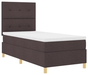 vidaXL Κρεβάτι με Στρώμα Σκούρο Καφέ 90x200 εκ. Ύφασμα
