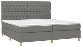 vidaXL Κρεβάτι Boxspring με Στρώμα Σκούρο Γκρι 200x200 εκ. Υφασμάτινο