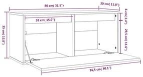 Ντουλάπι Τοίχου Μαύρο 80 x 30 x 35 εκ. από Μασίφ Ξύλο Πεύκου - Μαύρο