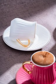Stewehome Σετ πορσελάνιων πολύχρωμων φλιτζανιών καφέ για 6 άτομα Λευκό