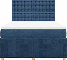 vidaXL Κρεβάτι Boxspring με Στρώμα Μπλε 140x190 εκ. Υφασμάτινο