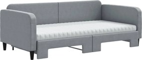 vidaXL Καναπές Κρεβάτι Συρόμενος Αν. Γκρι 100x200εκ Ύφασμα Στρώματα