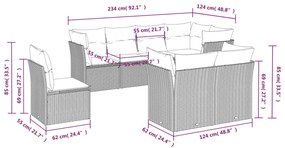 vidaXL Σαλόνι Κήπου Σετ 8 Τεμαχίων Γκρι Συνθετικό Ρατάν με Μαξιλάρια